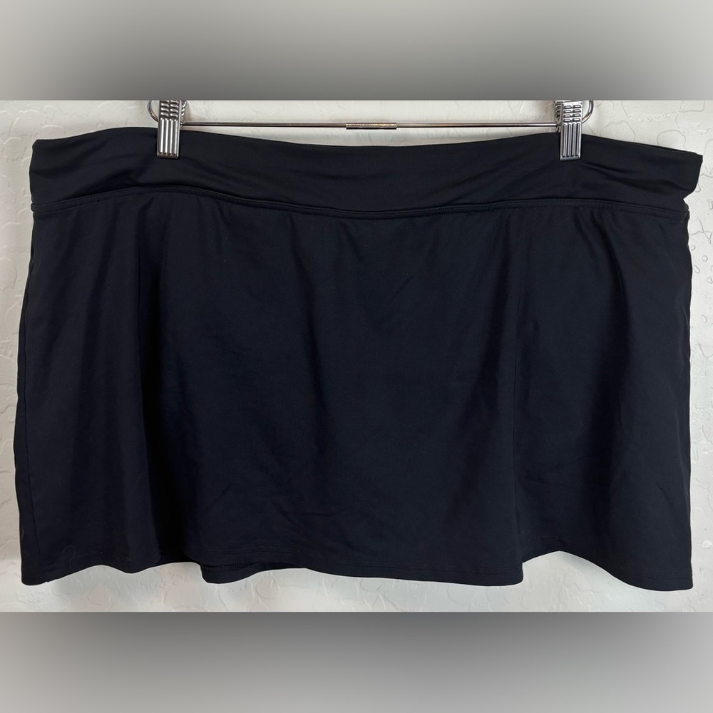 Lands End Chlorine Resistant Tummy Control Swim Skirt Bottom Size 18W Black 1104